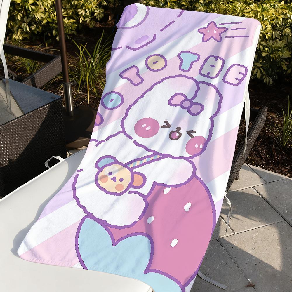 Cute Rabbit Cartoon Kawaii Towel Quick Drying Beach Towels Are Suitable For Swimming Pools Camping Yoga And The Gym