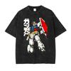 Gundam Mobile Suit Printed Tshirt Mens and Womens Washed Tshirt High Quality Vintage Cotton Tshirt Harajuku YK Tops