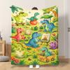 1pc Flannel Blanket Dinosaurs Having Fun Together Lightweight Soft Comfortable And Warm Shawl/Nap Blanket/Sofa Blanket Suitable Fo
