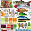 88PC Fish Lure Set: Full-Swim, Glitter Vib, Pencil, Frog, Soft Lures — Compatible with Perch & Black Fish