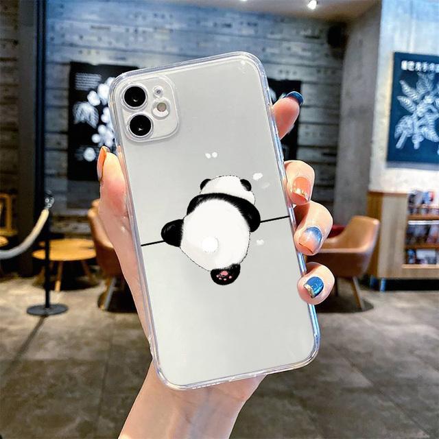 Funny Cute China Panda Clear Phone Case For iPhone16 15 14 13 12 11 Pro MAX Shockproof Covers