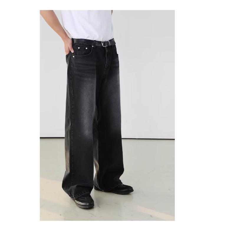 Retro Jeans Men'S Autumn New Style Explosive Street Hooligan Handsome Casual Pants For Teenagers Loose Straight Leg Wide Leg Men'S Pants