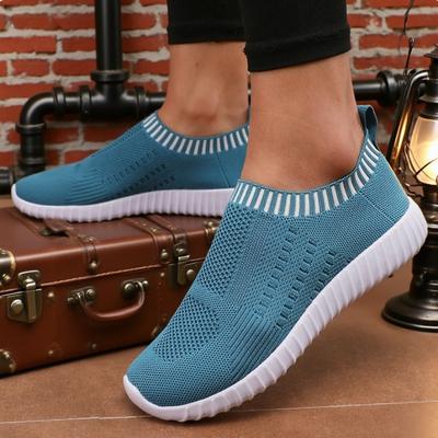 Baskets Tricotées Respirantes pour Femmes Chaussures de Tennis à Semelle Plate d'Extérieur Mode Maille Chaussures Simples pour Femmes Chaussures Vulcanisées Respirantes