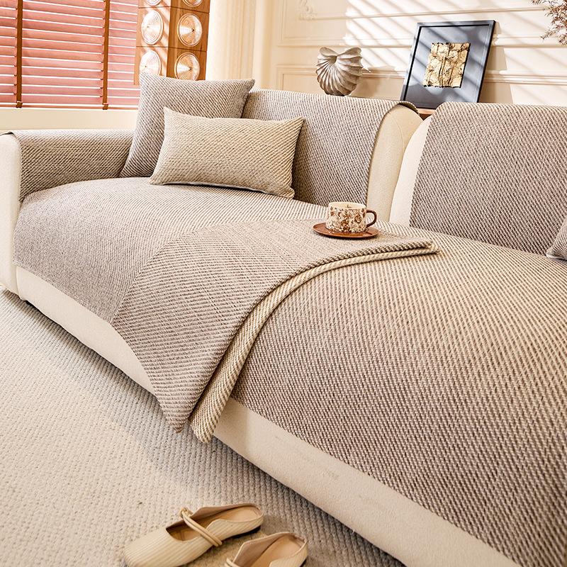 New Solid Color Linen Modern Simple Four-Season Universal One-Piece Sofa Cushion Cover Cloth Towel All-Inclusive