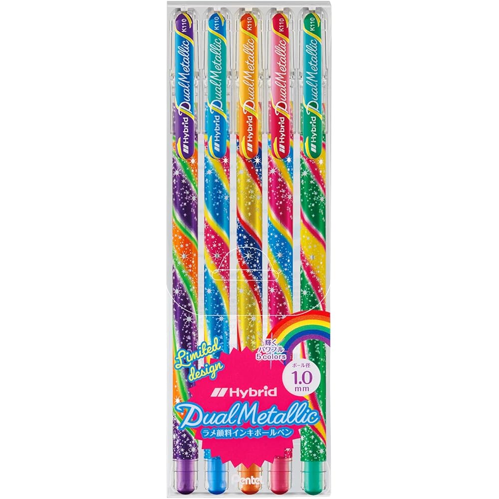 Pentel Hybrid Dual Metallic Color Ballpoint Pen 5 Colors K110WR-5STA