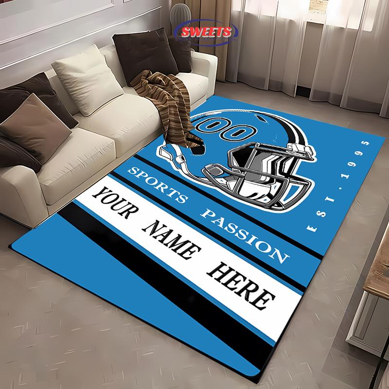 1 Stück Individueller Teppich für Schlafzimmer Personalisierte Bereichsteppiche mit Ihrem Namen und Ihrer Nummer Individueller Fußballteppich Geschenke für Männer Fans Frauen Kinder
