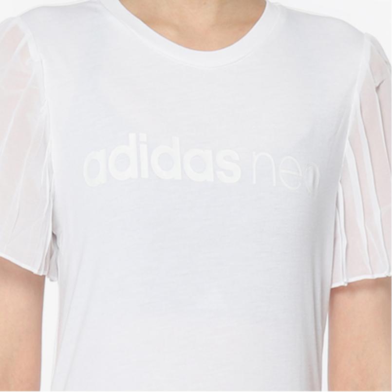 Adidas Neo Sports Lifestyle Series Breathable Fashion Versatile Short Sleeve Regular T-Shirt Women Tops White DM4296