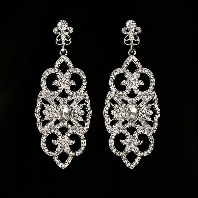 Sparkling Pave Crystal Ball Drop Vintage Earrings Clip on Style Vintage Wedding Jewelry Bridal Accessories Vintage Rhinestone Earrings