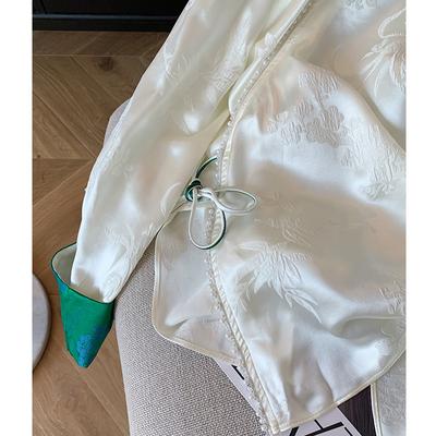 Nueva camisa jacquard de estilo chino inclinado con cuentas y cordones para mujer, camisa con temperamento de cheongsam primaveral