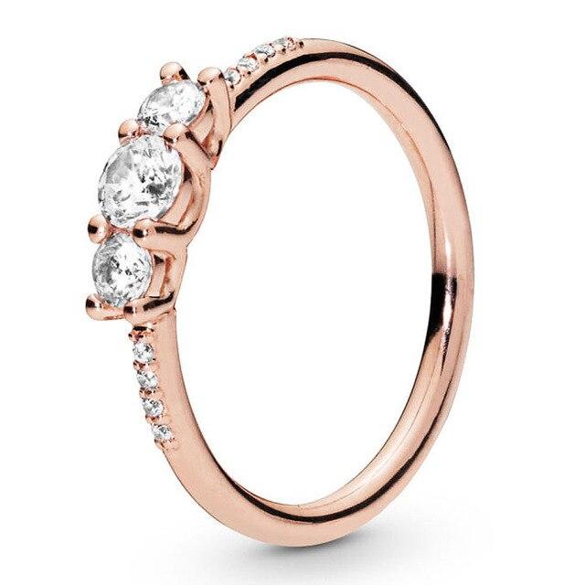 925 Sterling Silver Tiara Wishbone Ring Clear Sparkling Crown Solitaire Ring For Women Fashion Jewelry