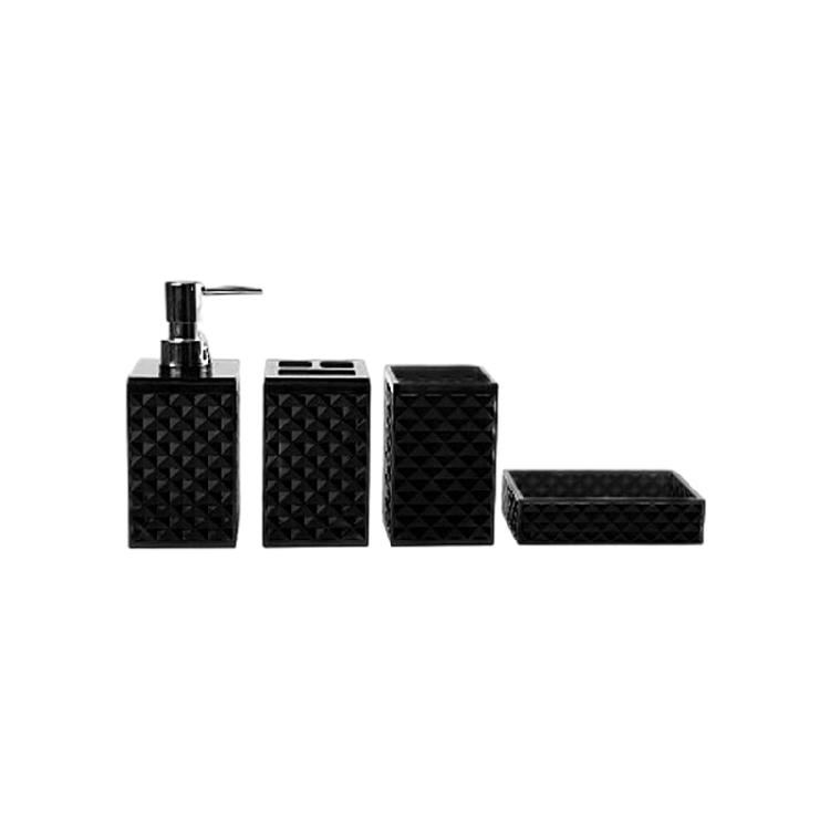 Pack of 4 Modern Diamonds Grids Bathroom Organizers Set Plastic Containers for Countertop Bathtubs Storage Easy to Wipe
