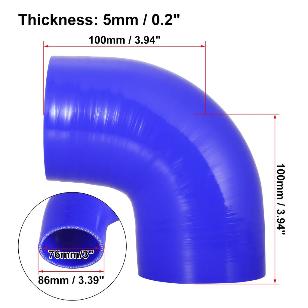 X AUTOHAUX Silicone Radiator 76mm Inner for Turbo Coolant Air Heat and Cold Durable Exhaust 1 Piece Hose, Hose, 90-Degree Elbow, Diameter, 100-100mm