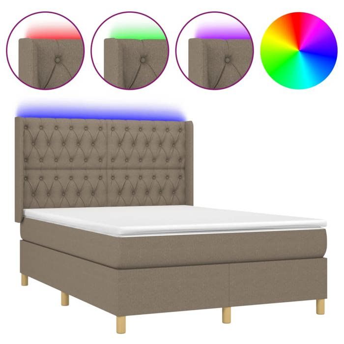 VidaXL Slat Bed Base with Mattress and LEDs, Upholstered Bed, Double Bed, Adult Bed for Interior Bedroom, 3139113