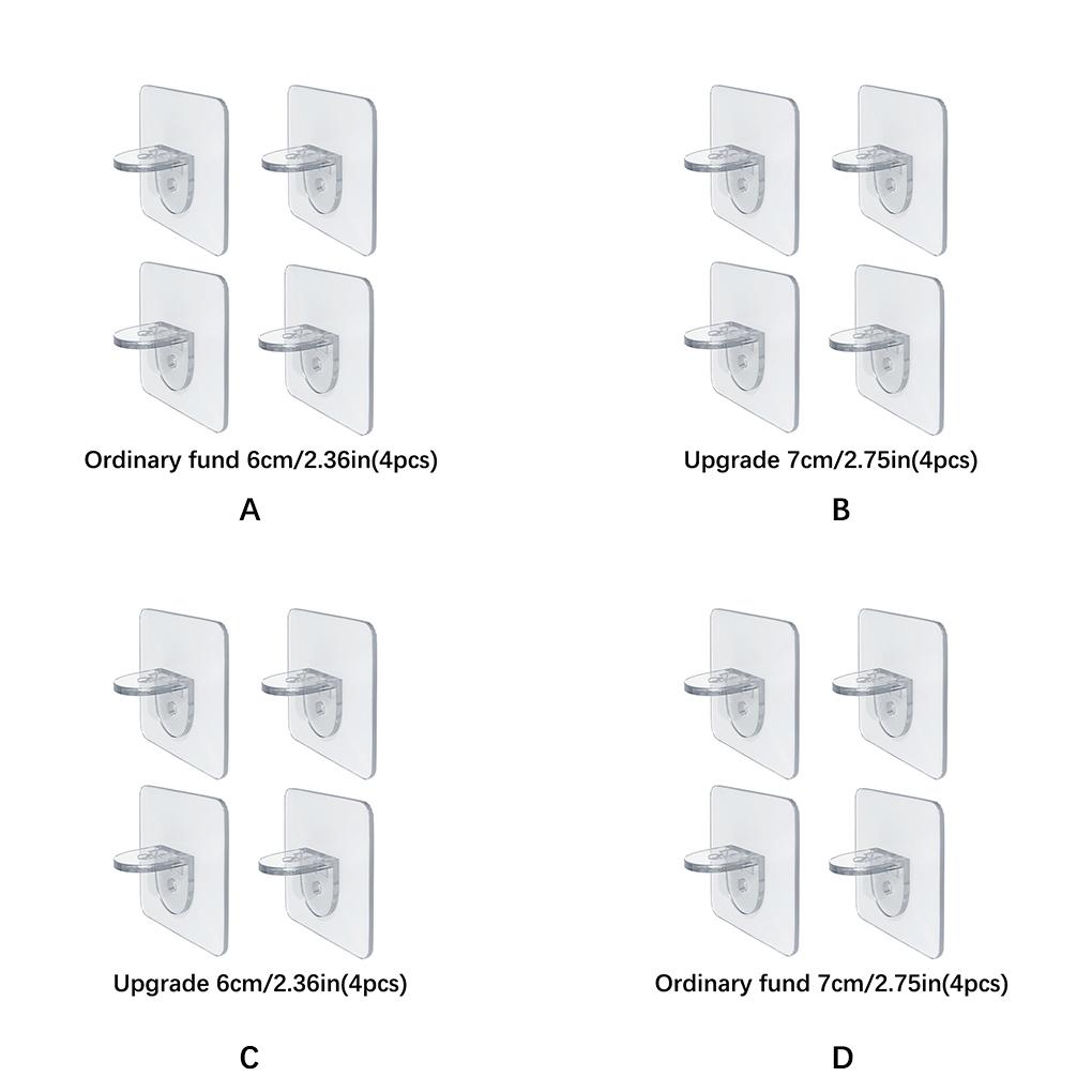 4pcs Self-adhesive Hook Bathroom Kitchen Indoor Transparent Storage Accessory Heavy Duty Clothes Holders Wall-mounted Hanger