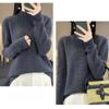 IHUASU Autumn and Winter Wool Sweater Women's Semi-high Neck Jumper Loose Large Size Versatile Knitted Bottoming Shirt Thin Cashmere Sweater