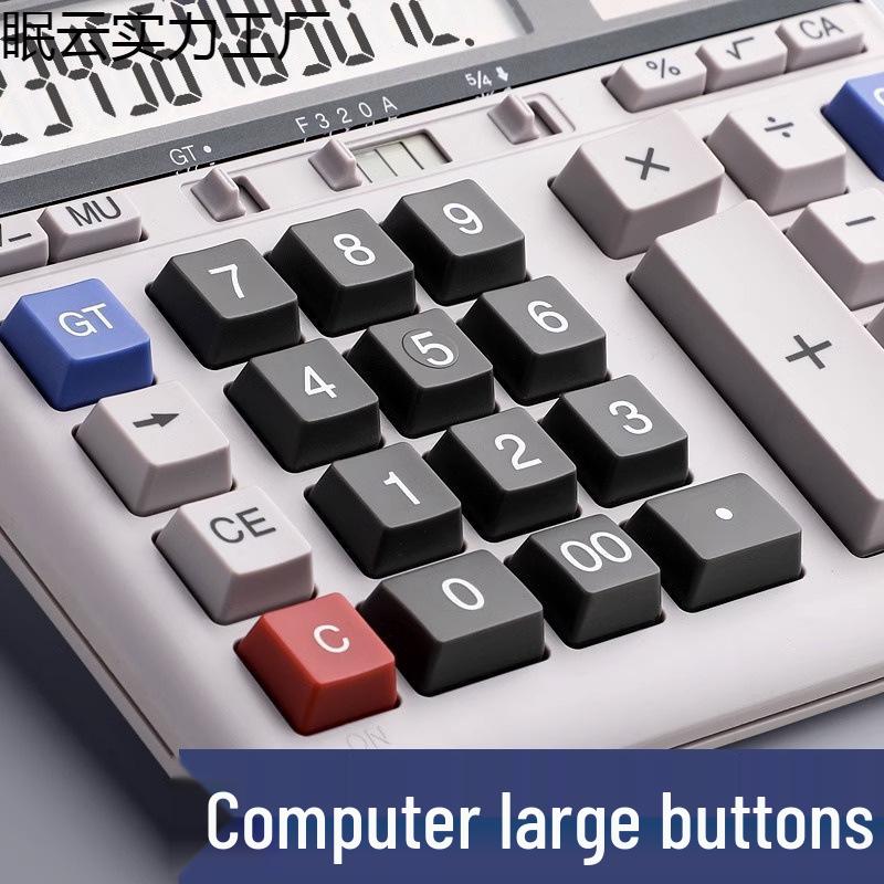 Large Screen Solar-Powered Financial Accounting Desktop Calculator