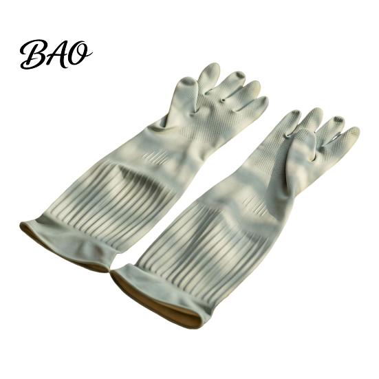 Kitchen Cleaning Accessories Extended Waterproof Dishwashing Gloves, Anti-slip Grip Natural Latex Elbow Length Rubber Gloves for Laundry Protective
