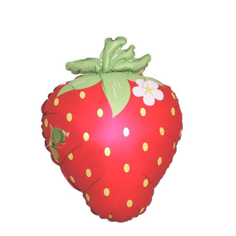 Matte Strawberry-shaped Aluminum Film Balloon-themed Children's Birthday Party Decoration Scene Arrangement and Photo Props