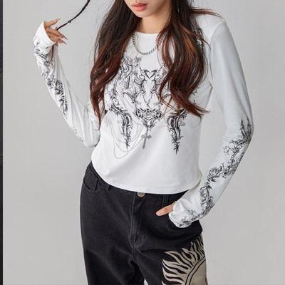 Y2K New Women's Top Long Sleeved T-shirt Gothic Dark Clothing