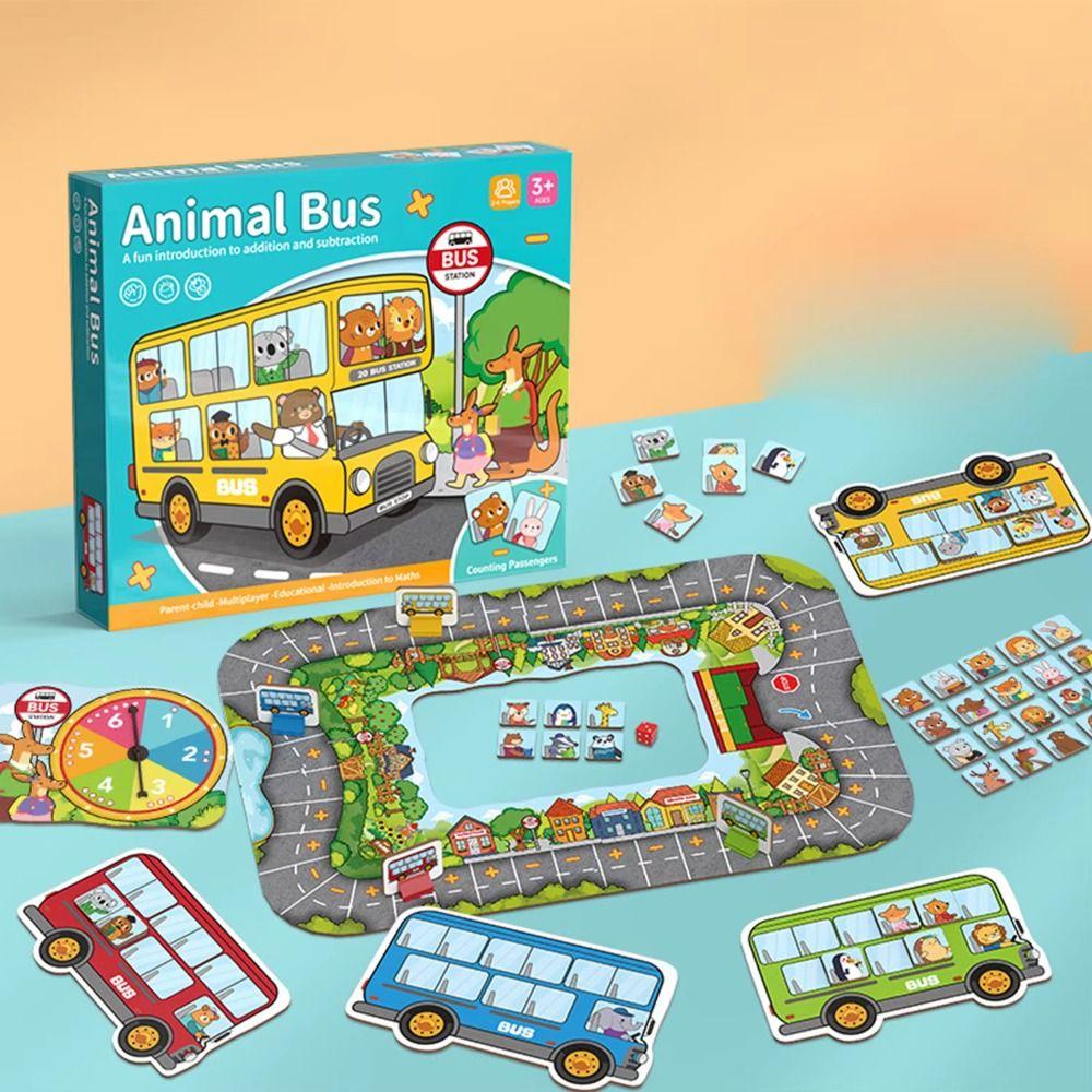 

Jigsaw Animal Bus Stop Tabletop Game Shape Toddler Color Sorting Toys Boys and Girls Giraffe
