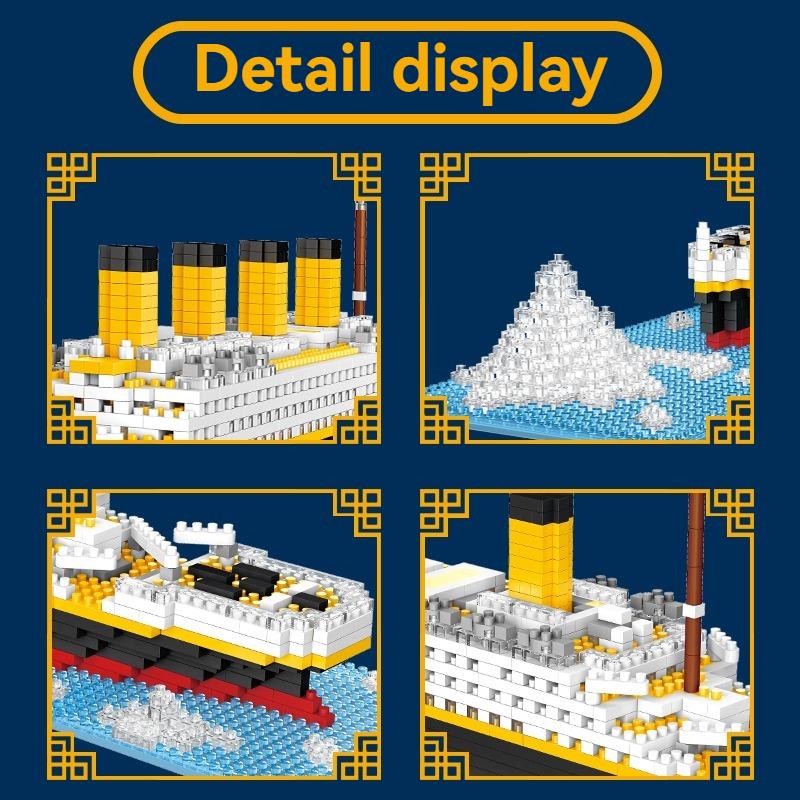Non-Toxic Moc Titanic Model Cruise Ship Building Blocks Boat Collection Diy Construction Micro Bricks Toys Birthday Christmas Gifts