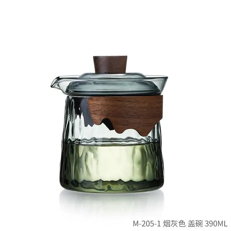 

Heat-resistant Glass Hand Grab Pot Filter Teacup Set Black Tea Infuser Teacup Household Teaware Anti-scalding Glass Cover Bowl