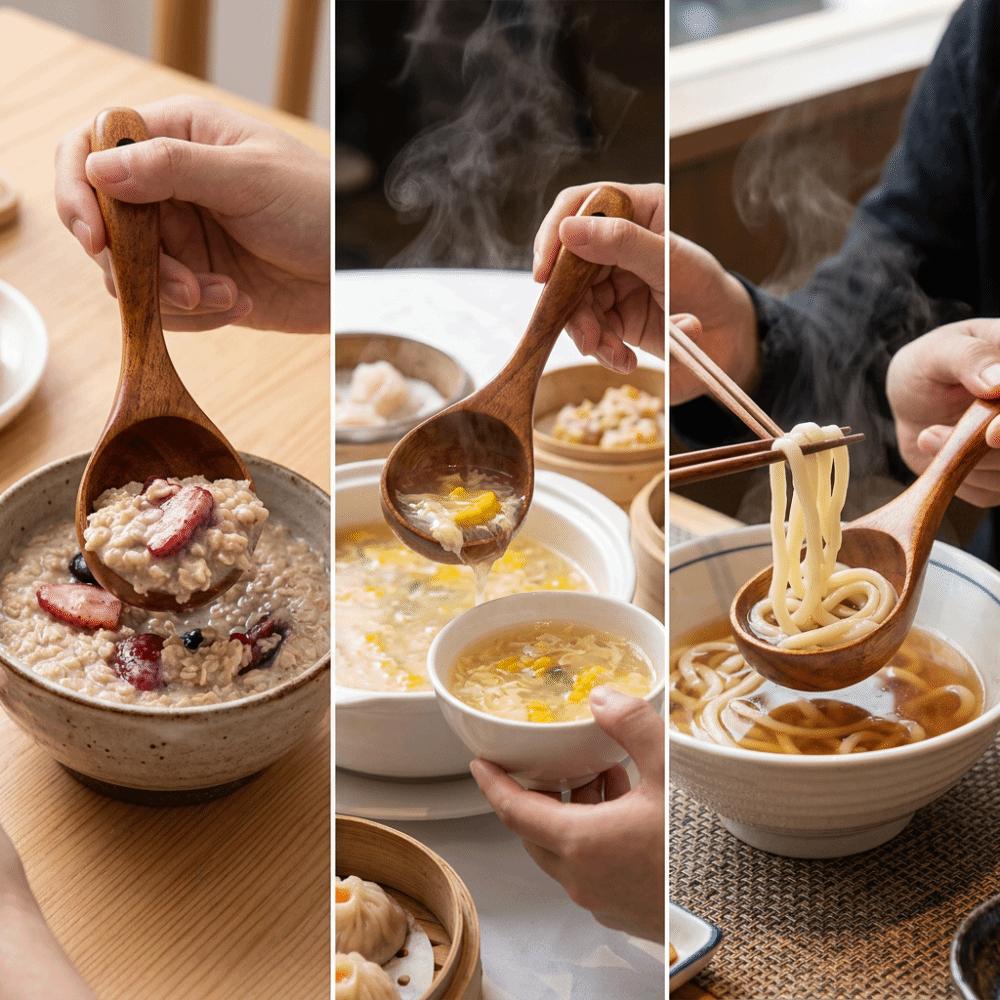 Wooden Soup Spoon Large Spoon Head Porridge Spoon Easy To Clean Cooking Ladle  Home Daily