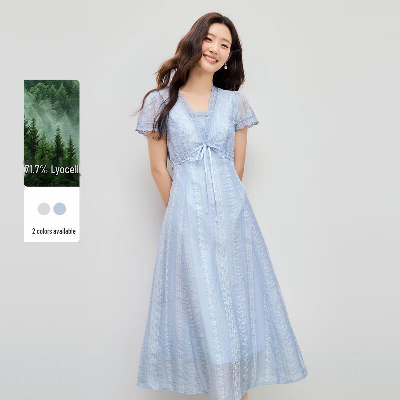 French Style Lace High-Waist A-line Dress S