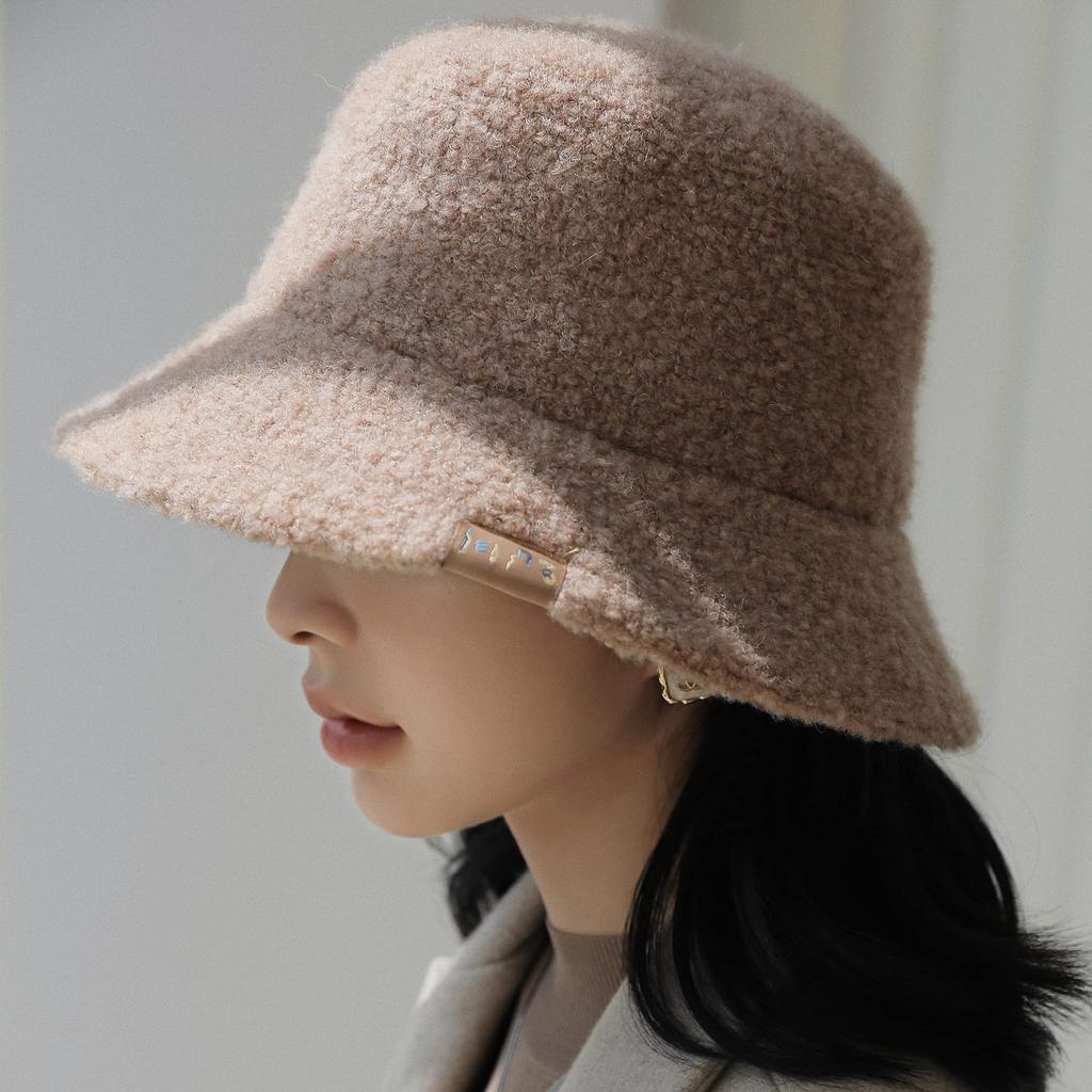 Jeff Aimy Wool Bucket Perfect for Fall and & Women's Wide-Brim Hat, Foldable, Fluffy, Winter, Slimming, Stylish, Camel-Colored (56cm-58cm)