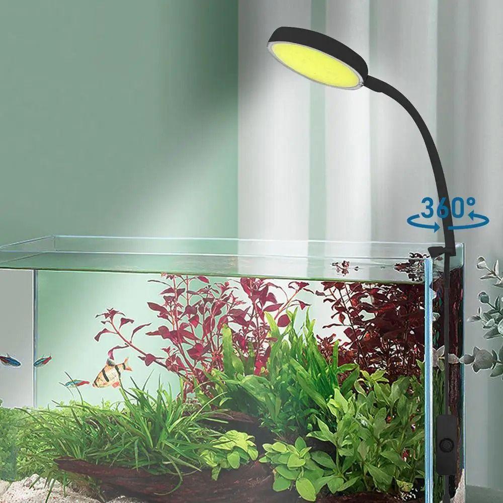 Clip on LED Fish Tank Light White Light Swivel Aquarium Lamp Water Grass Tank Spotlight Home