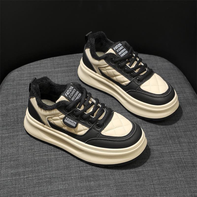 Fleece warm Herbst und Winter neu lässig zwei Baumwollschuhe Plateau Student Sport Board Schuhe