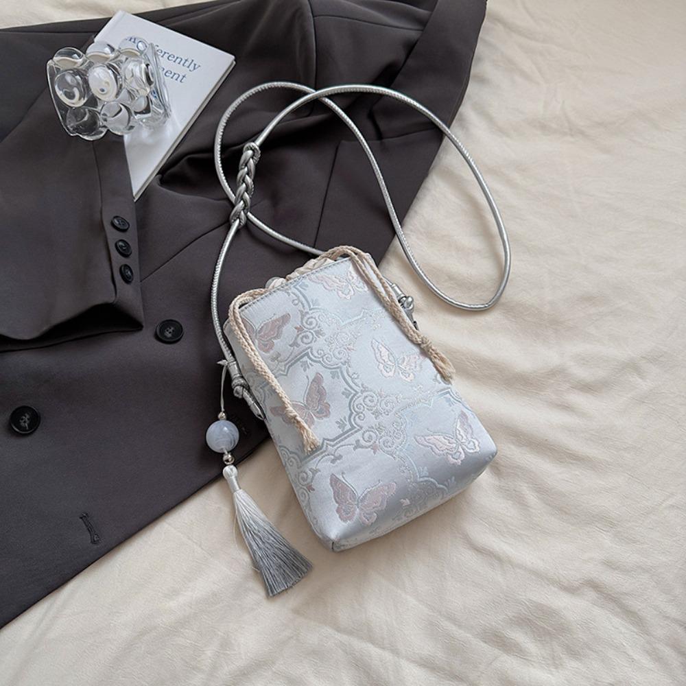 

Tassel Pendant Embroidery Shoulder Bag Printed Mobile Phone Bag Outdoor Style 5