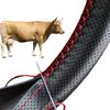 Car Steering Wheel Cover Genuine Leather Anti-Slip Braiding Cover For Steering Wheel Cowhide 37cm-38cm Steering Wheel Protector