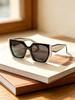 PRADA Women Two-Tone Black White Cat Eye Sunglasses Retro Geometric Thick Acetate Frame UV Protection Anti Glare Fashion Street Driving Shades