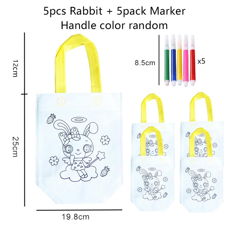5pcs Graffiti Bag with Marker Children Drawing Toys Puzzle Parent-child Interaction Color Cognition Preschool Activity Props TMZ