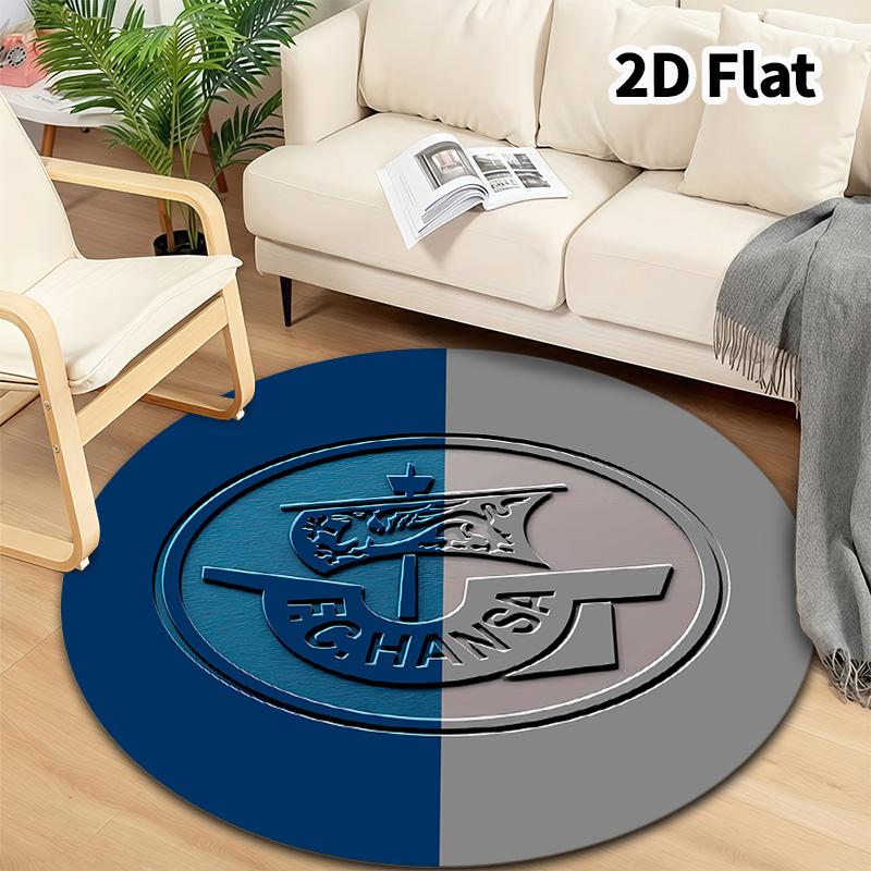 Fc Hansa Rostock Round Area Rug Carpet Rug For Living Room Bedroom Sofa Playroom Decor Nonslip Floor Mat