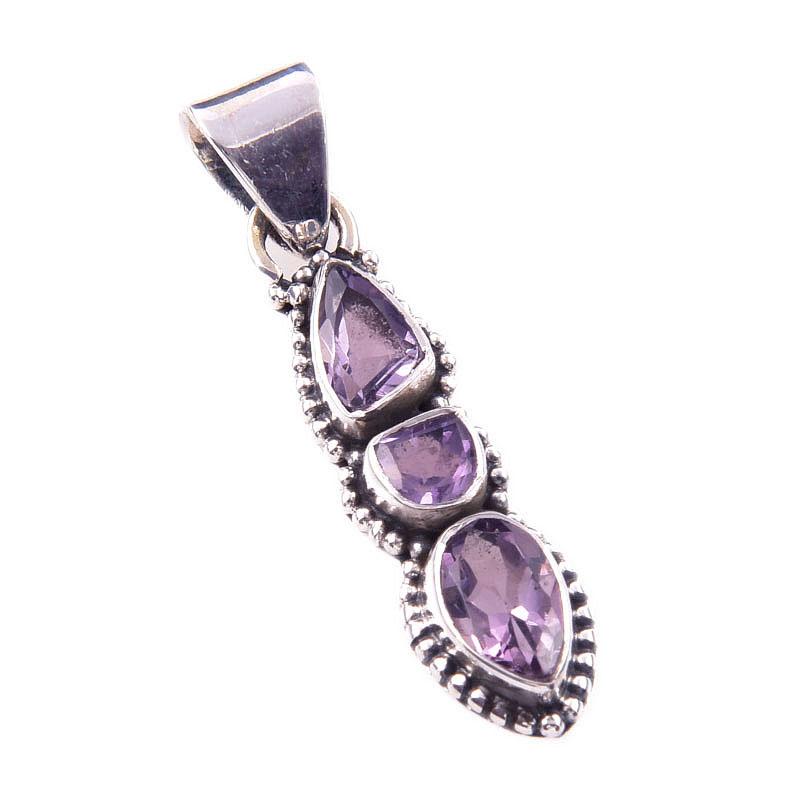 Natural Pink Amethyst Gemstone 925 Solid Sterling Silver Gift Pendant 1.50" Y1n64