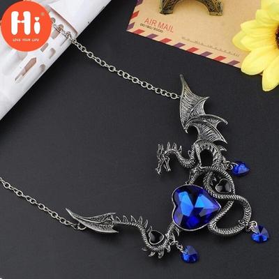 Hi Celtic Dragon Pendant Heart Chinese Dragon Necklace Ladies Mens Jewelry