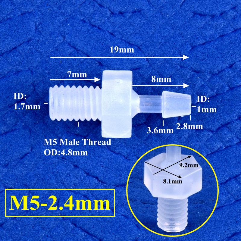 10pcs M5~M16 Male Thread To 2.4~16mm PP Pagoda Direct Connector Garden Irrigation Water Pipe Hose Joints Aquarium Fish Tank Adapter Barb Joints
