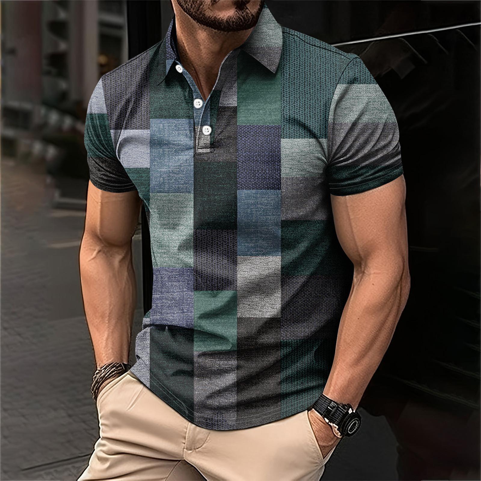 

Чоловіча сорочка для гольфу, повсякденна, спортивна, з V-подібним вирізом, ребристим коміром, короткими рукавами, модна повсякденна одноколірна однотонна весна та літо, звичайного крою M Темно-синій