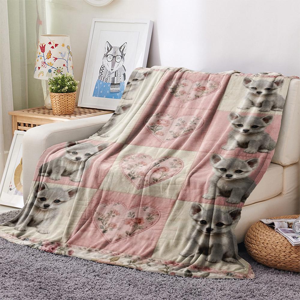 1Pc Cute Patchwork Print Flannel Blanket, High quality Comfortable for All Seasons, Home Decor, Warmth and Comfort, Perfect for Christmas Gifts65