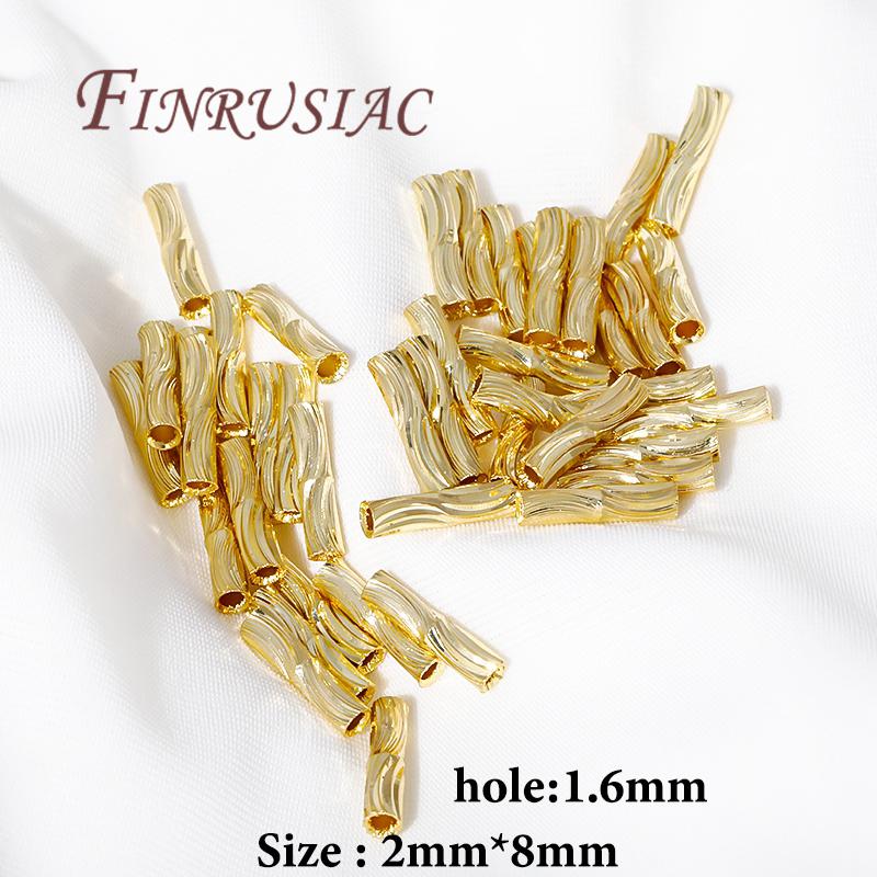 2mmX8mm Tube Beads For Jewelry Making 18K Gold Plated Beads Separators For Bracelets Accessories,Spacer Bead DIY Findings