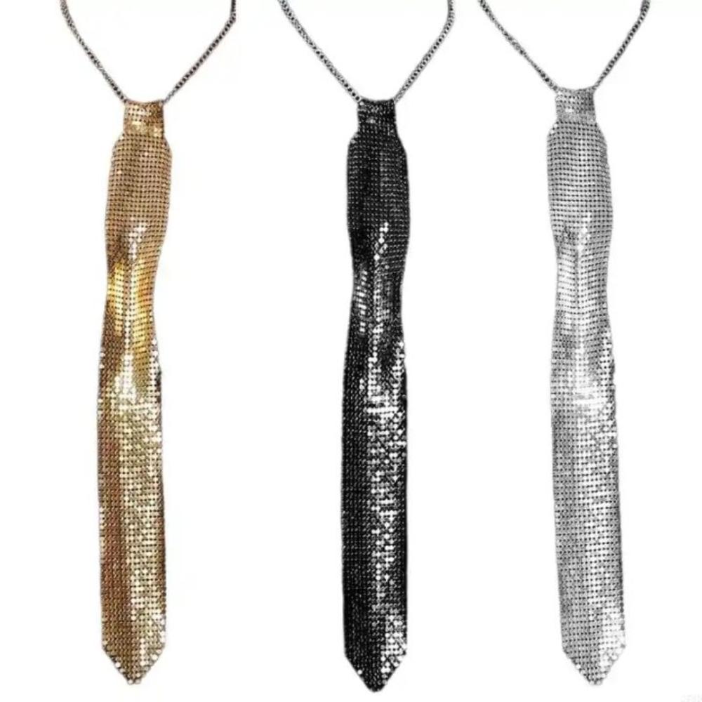 Soft Crystal Rhinestone Neck Tie Adjustable Glitter Cravat Metal Sequin Necktie  Suit Accessories