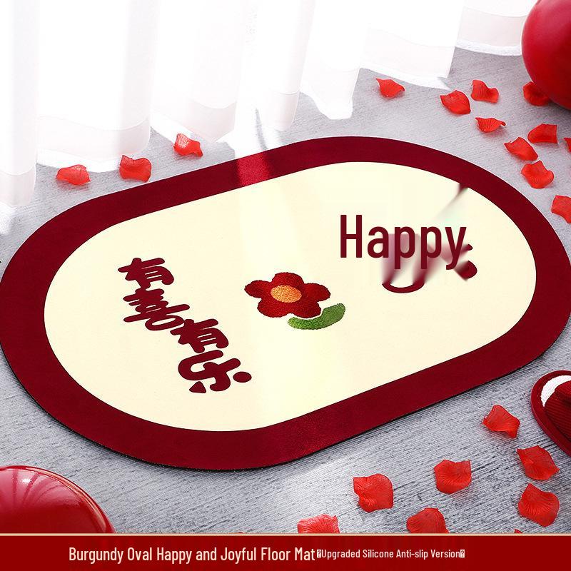 Welcome Door Mat - Happy Words Carpet for Home and Wedding Décor