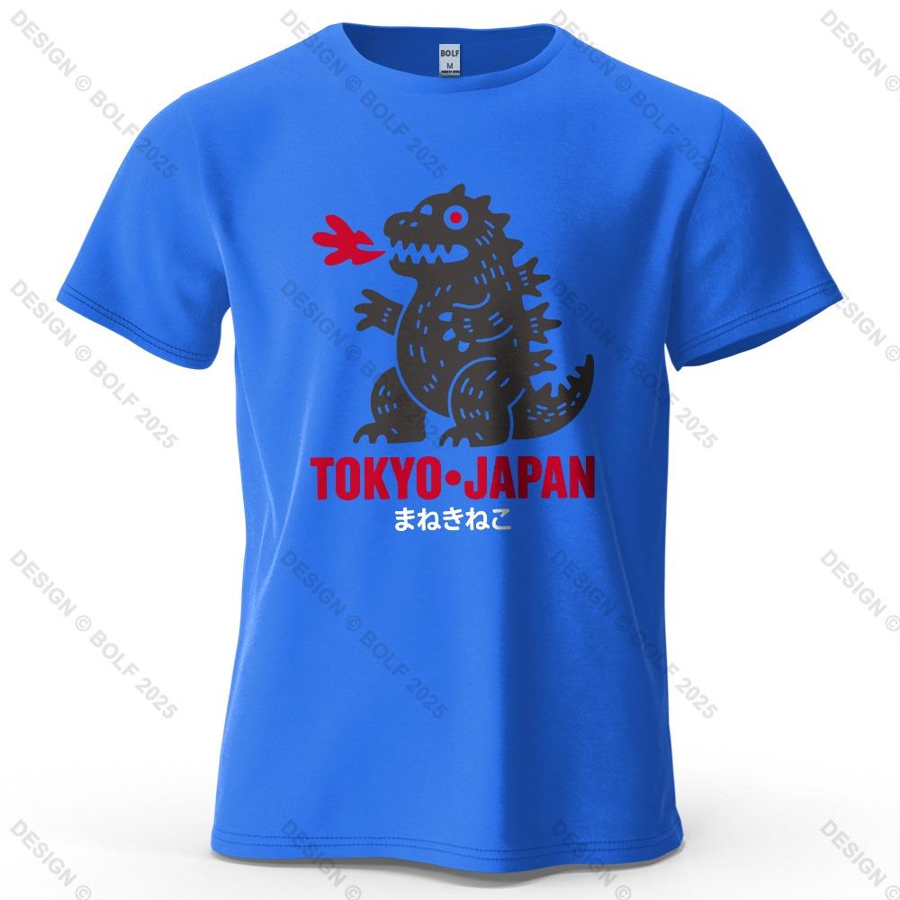 Tokyo Dinosaur Printed Men's T-Shirt Oversized Japanese Harajuku Graphic Tees for Women Tops Tees Casual Streetwear