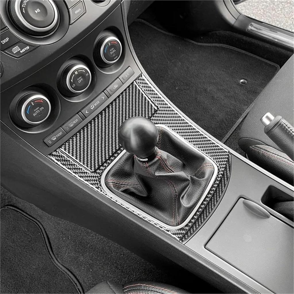 Carbon Fiber Car Center Console Gear Shift Panel Cover Sticker Trim Accessories, Manual LHD Compatible with Mazda 3 2010-2013