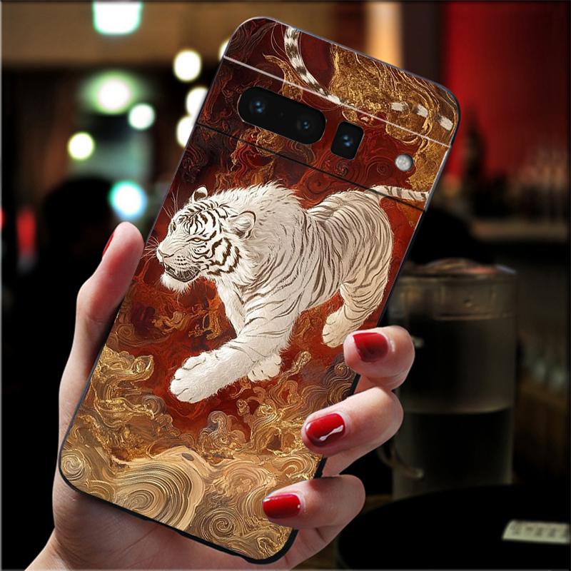 Japanese tiger art tattoo Carcasa Funda Phone Case For Google Pixel 10 9 Pro XL 9A 8 7 6 Pro Pixel 8A 7A 6A Pixel 8 7 6 5 Case