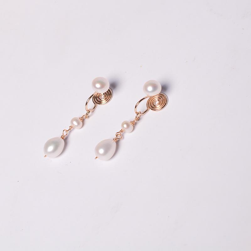 Natural freshwater pearl Xiaoxiangfeng earrings women's long niche design s911 silver needle without ear piercings earrings