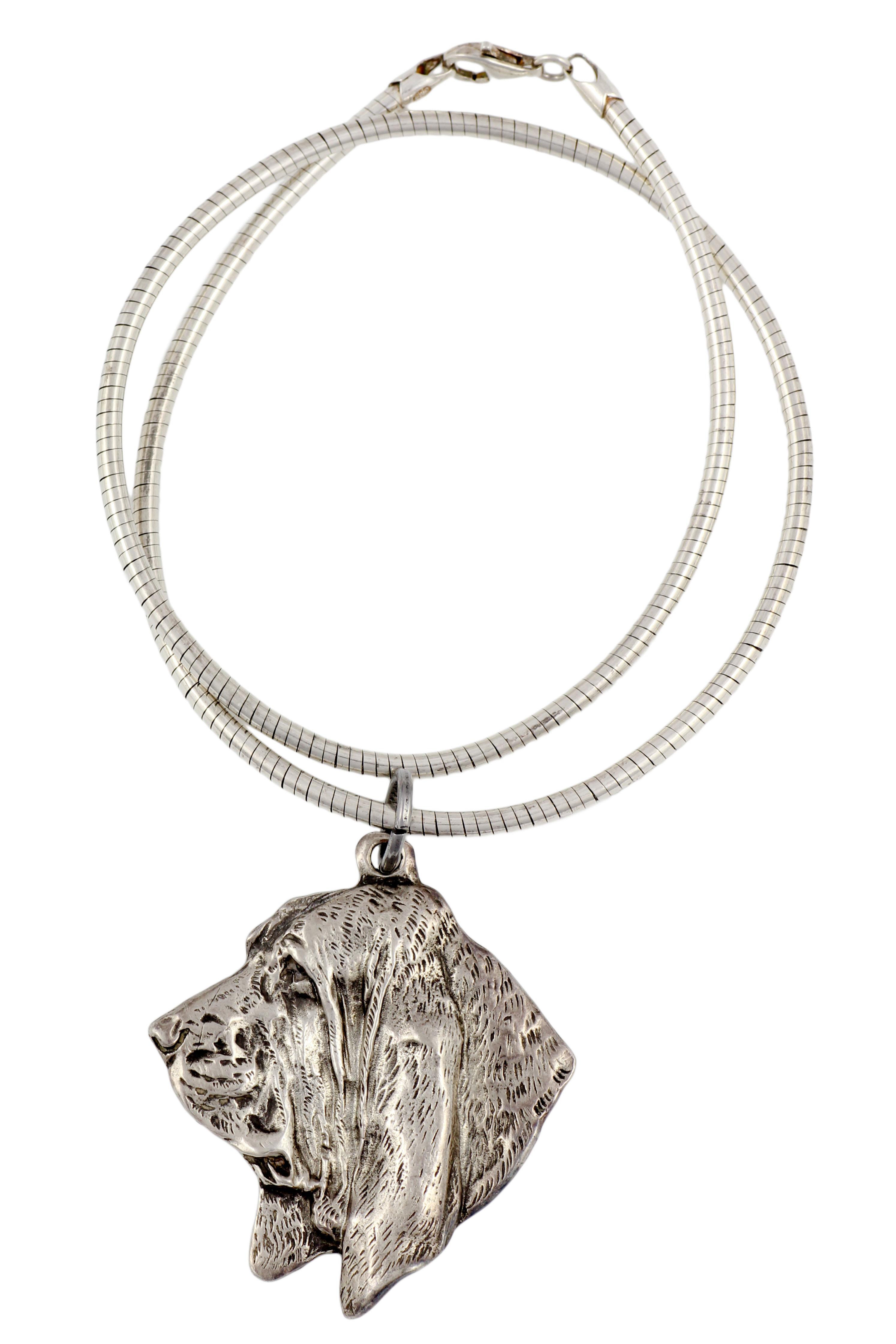 

Basset Hound I - Dog necklace, unique jewellery for the dog fan, unique adder pendant by Art-Dog brand срібний