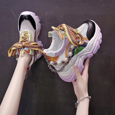 Fashion Women Platform Sneakers 9cm Height Increasing Chunky Casual Shoes Sports Vulcanized Shoes Woman Colorful Female Fashion Sneakers